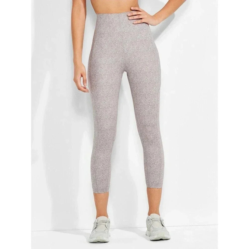 Nic+Zoe XL Women Flexfit Glowing Vines Crop Pocket Legging Grey Neon High Waist